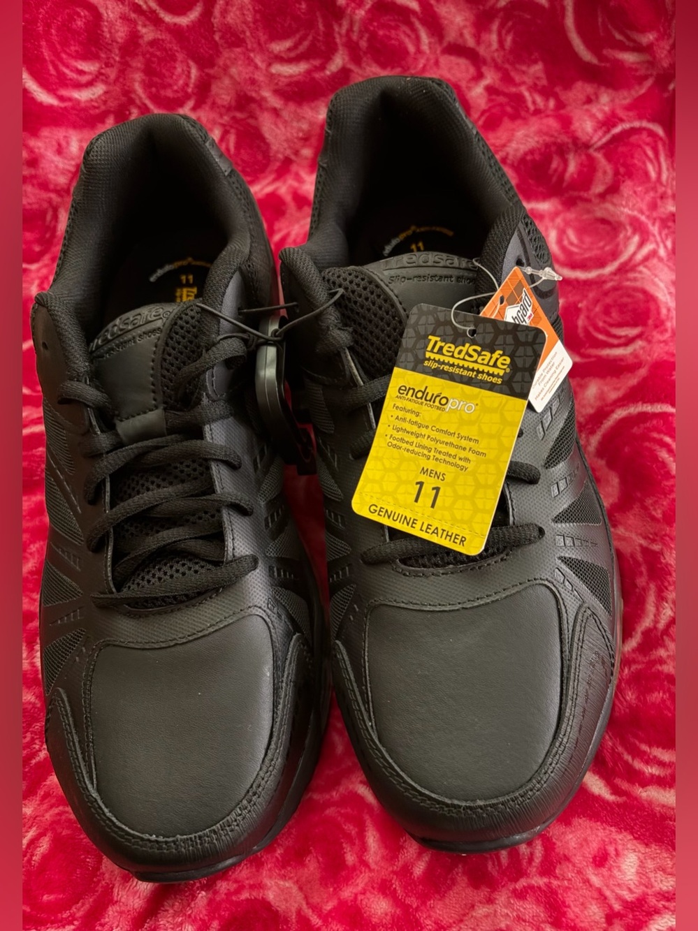 ❤️Enduro Pro Men's Black Slip-Resistant Leather Shoes TredSafe New Size 11